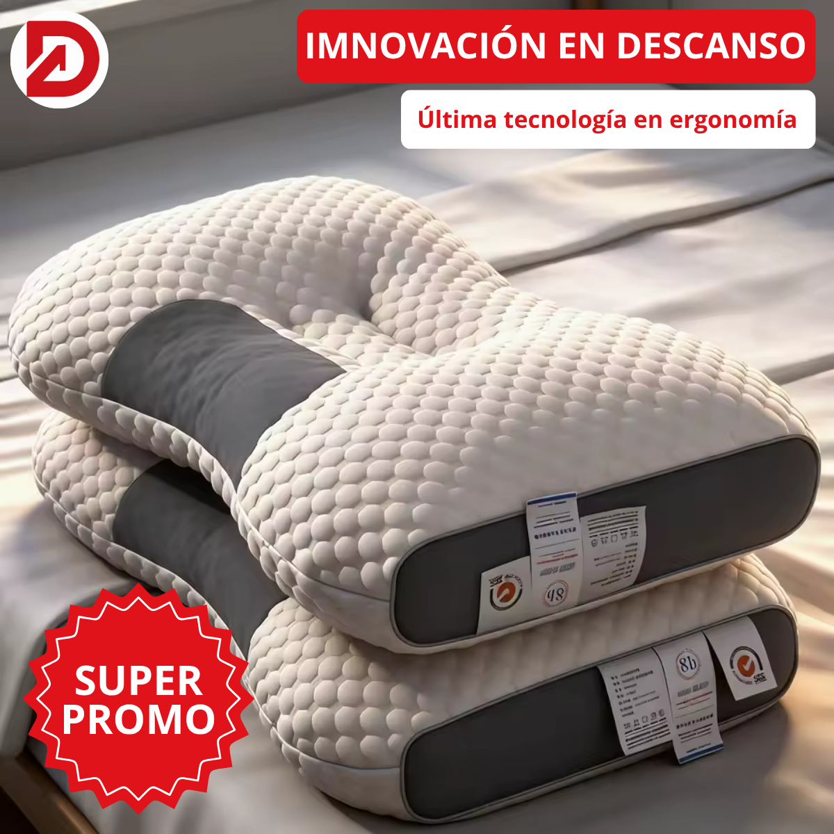 Almohada Cervical | Tecnología Ergonómica 3D y a prueba de Acaros
