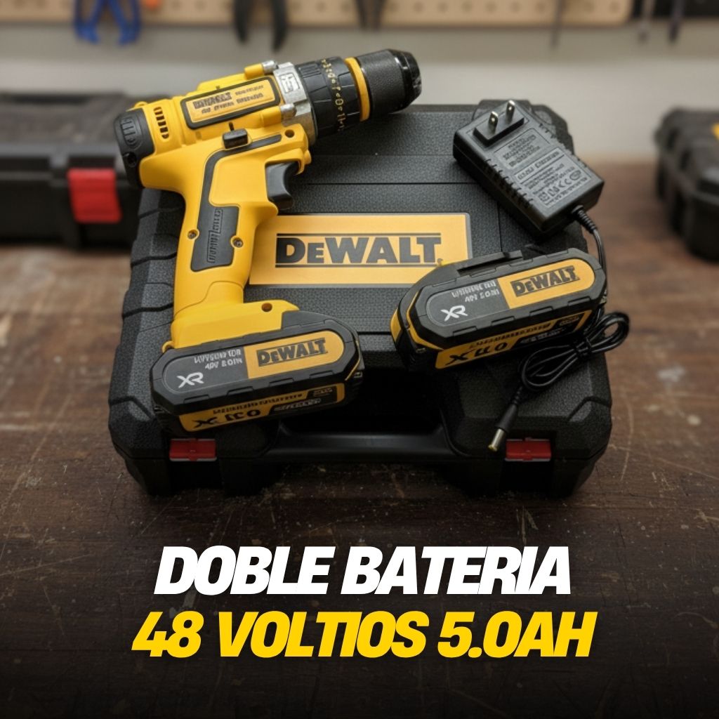 Taladro Inalambrico 48v doble batería + 24 accesorios.