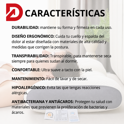 Almohada Cervical | Tecnología Ergonómica 3D y a prueba de Acaros