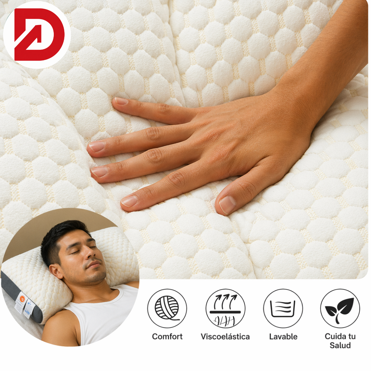 Almohada Cervical | Tecnología Ergonómica 3D y a prueba de Acaros