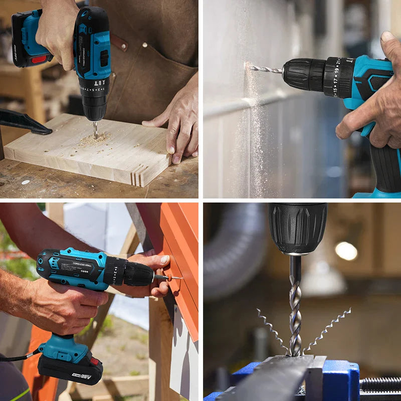 Taladro inalambrico con Percutor +24 accesorios + Batería 48V