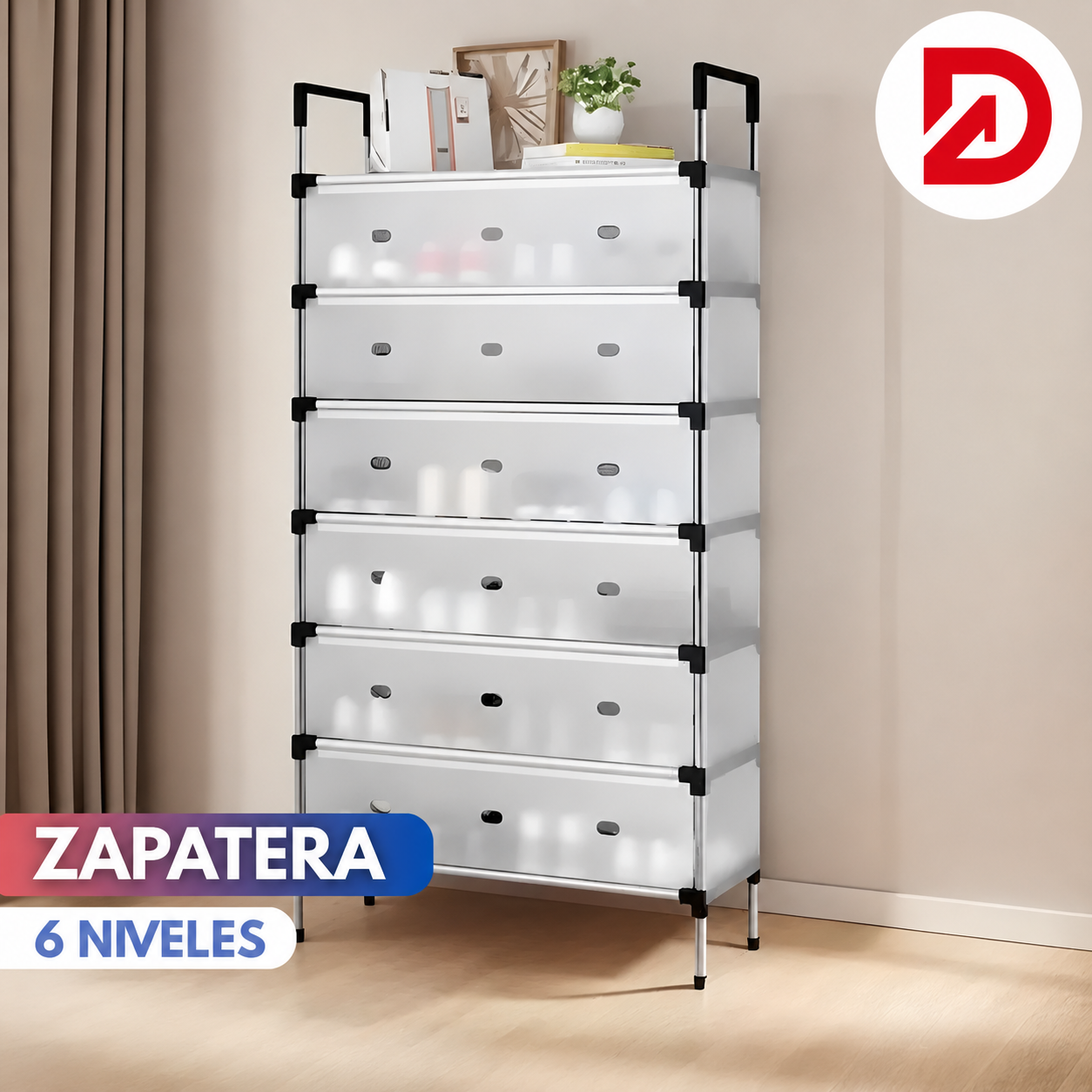 Zapatera de 6 niveles ¡Haz que tu Hogar se vea Moderno y Ordenado!