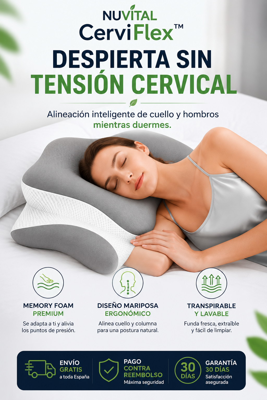 Almohada Cervical | Tecnología Ergonómica 3D y a prueba de Acaros