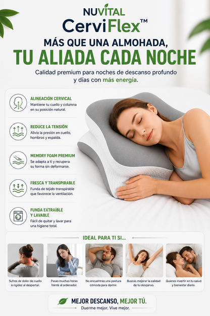 Almohada Cervical | Tecnología Ergonómica 3D y a prueba de Acaros