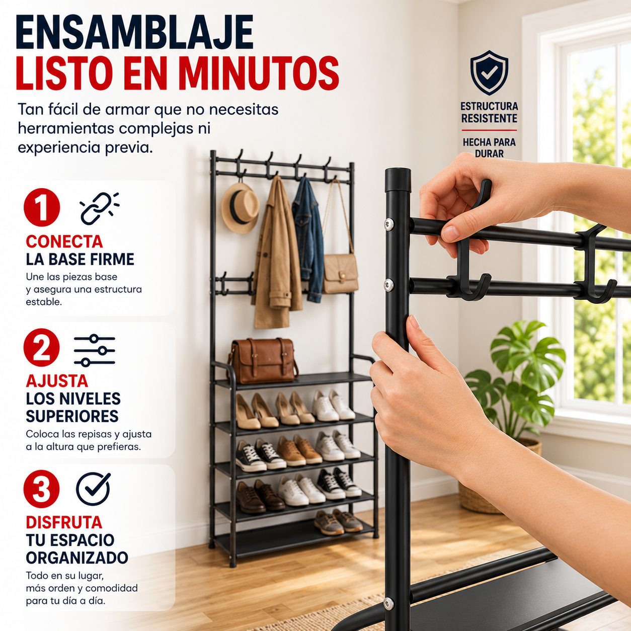 Zapatero perchero y organizador de ropa x 5 niveles