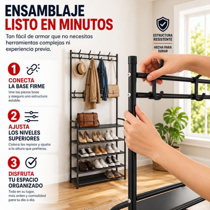Zapatero perchero y organizador de ropa x 5 niveles