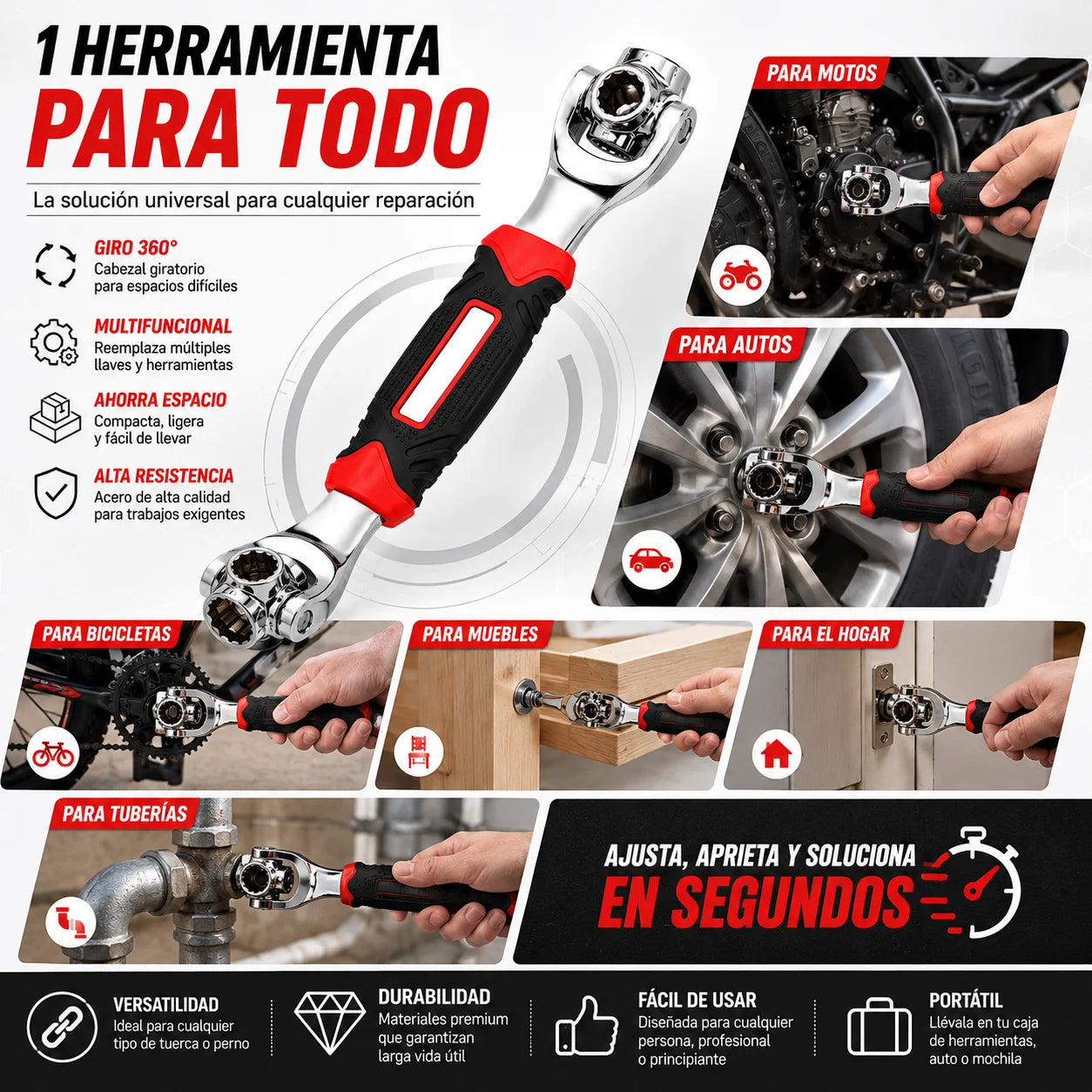 Llave Dado Universal 48 en 1 Giro 360 🔥