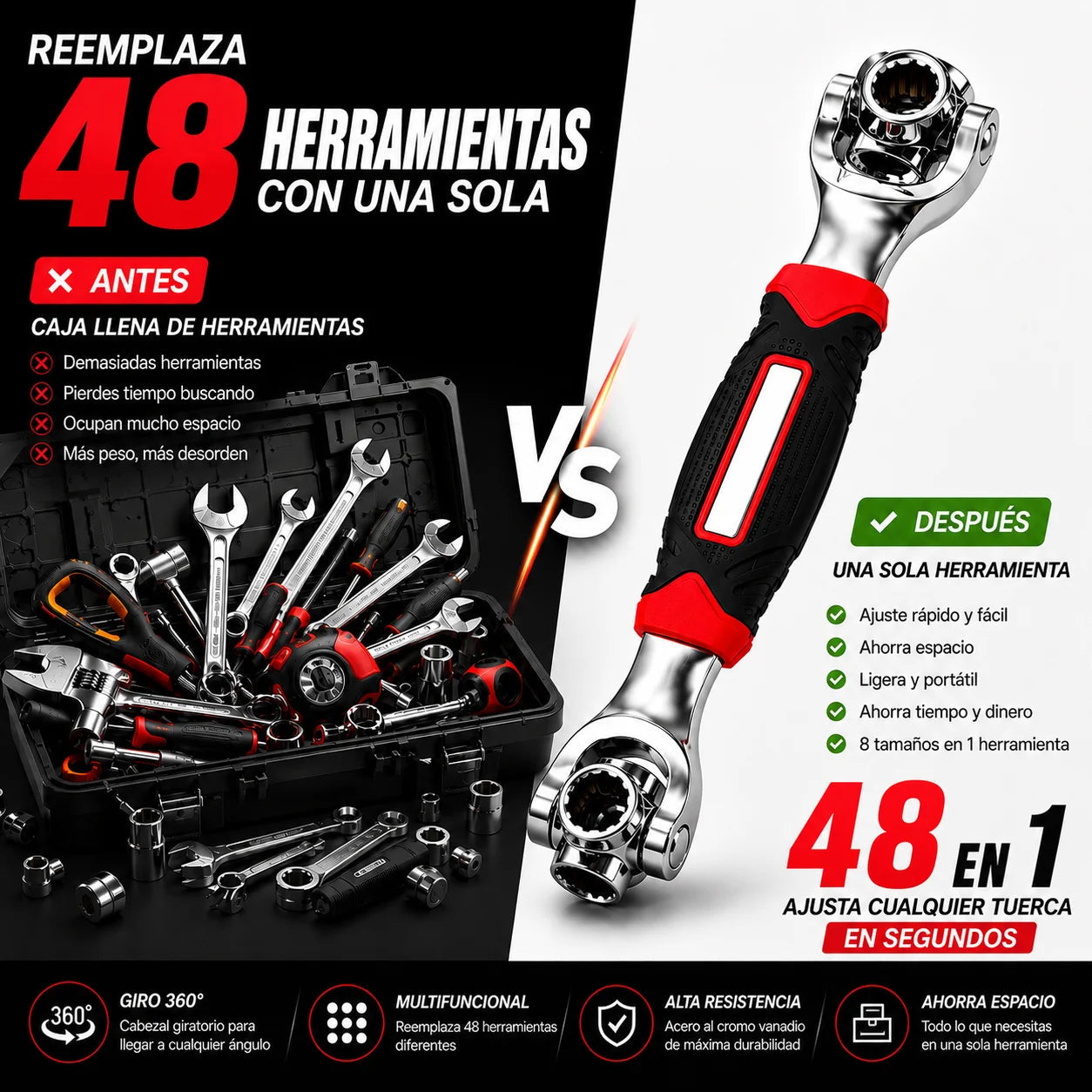 Llave Dado Universal 48 en 1 Giro 360 🔥