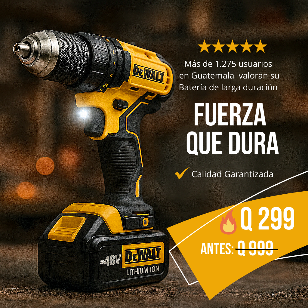 Taladro Inalambrico 48v doble batería + 24 accesorios.