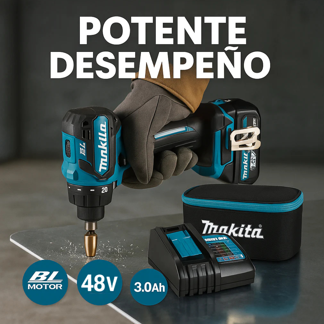 Taladro inalambrico con Percutor +24 accesorios + Batería 48V