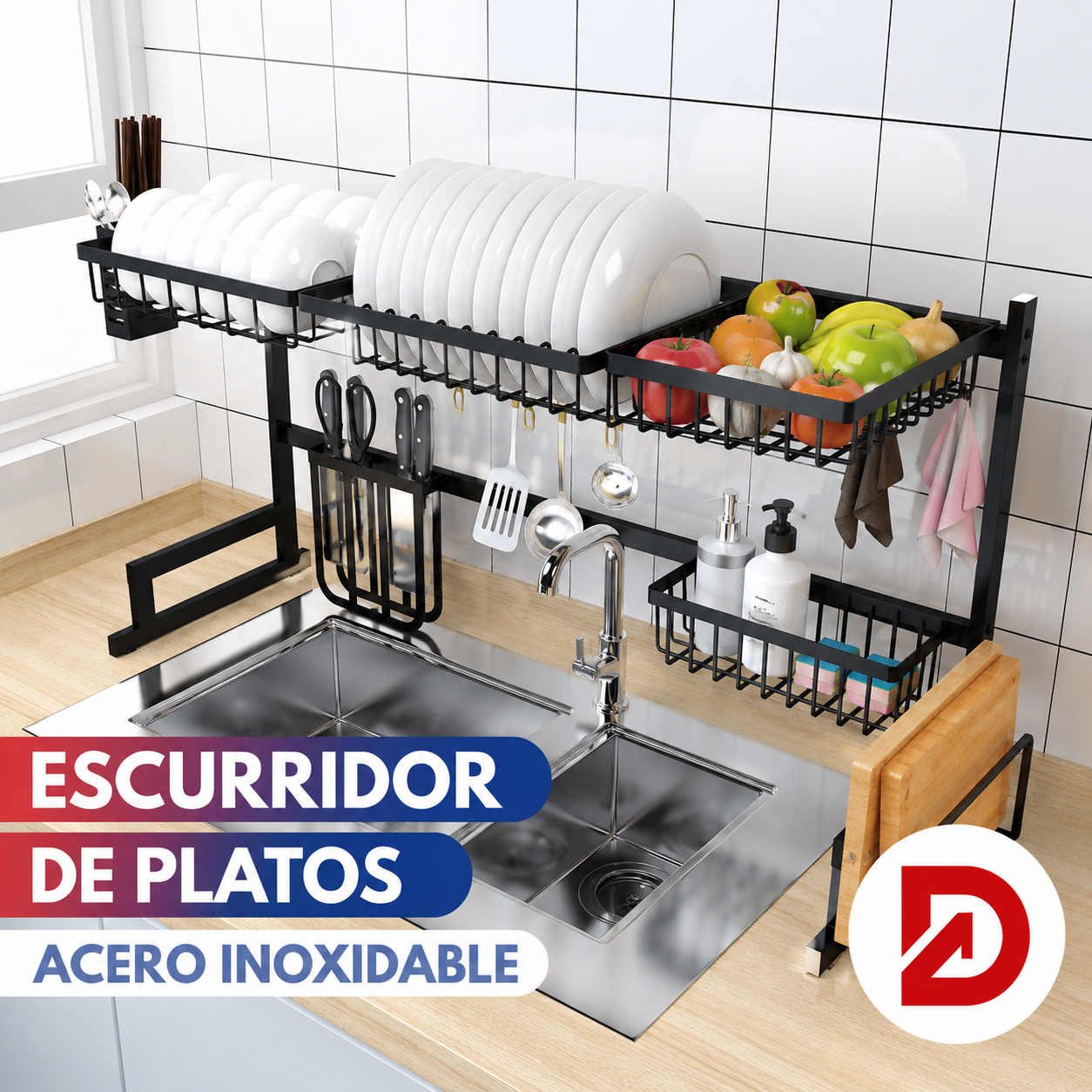 Escurridor de platos en acero inoxidadble - Envita malos olores en tu cocina🦠