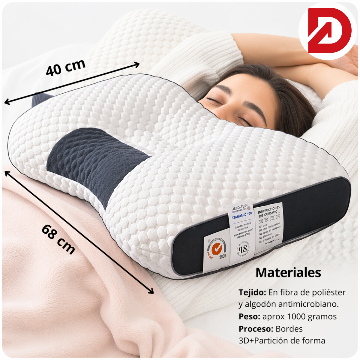 Almohada Cervical 3D Ergonómica | Antidolor de Cuello